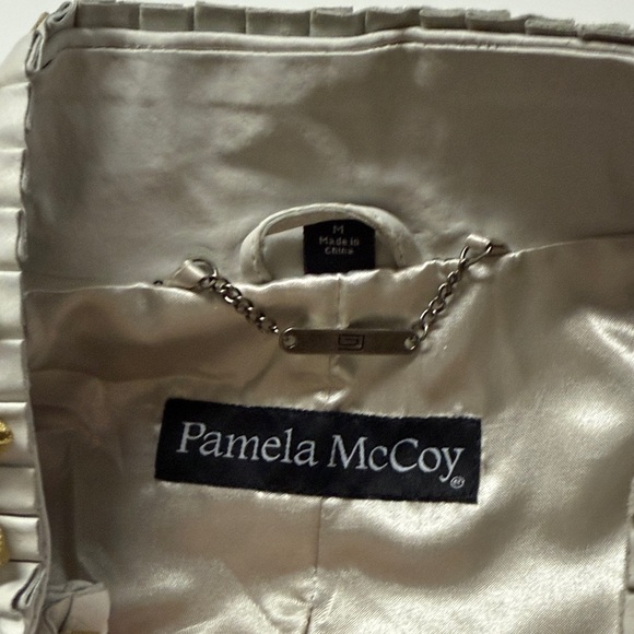 Pamela McCoy White and Gold leather Military Jacket - Picture 3 of 8